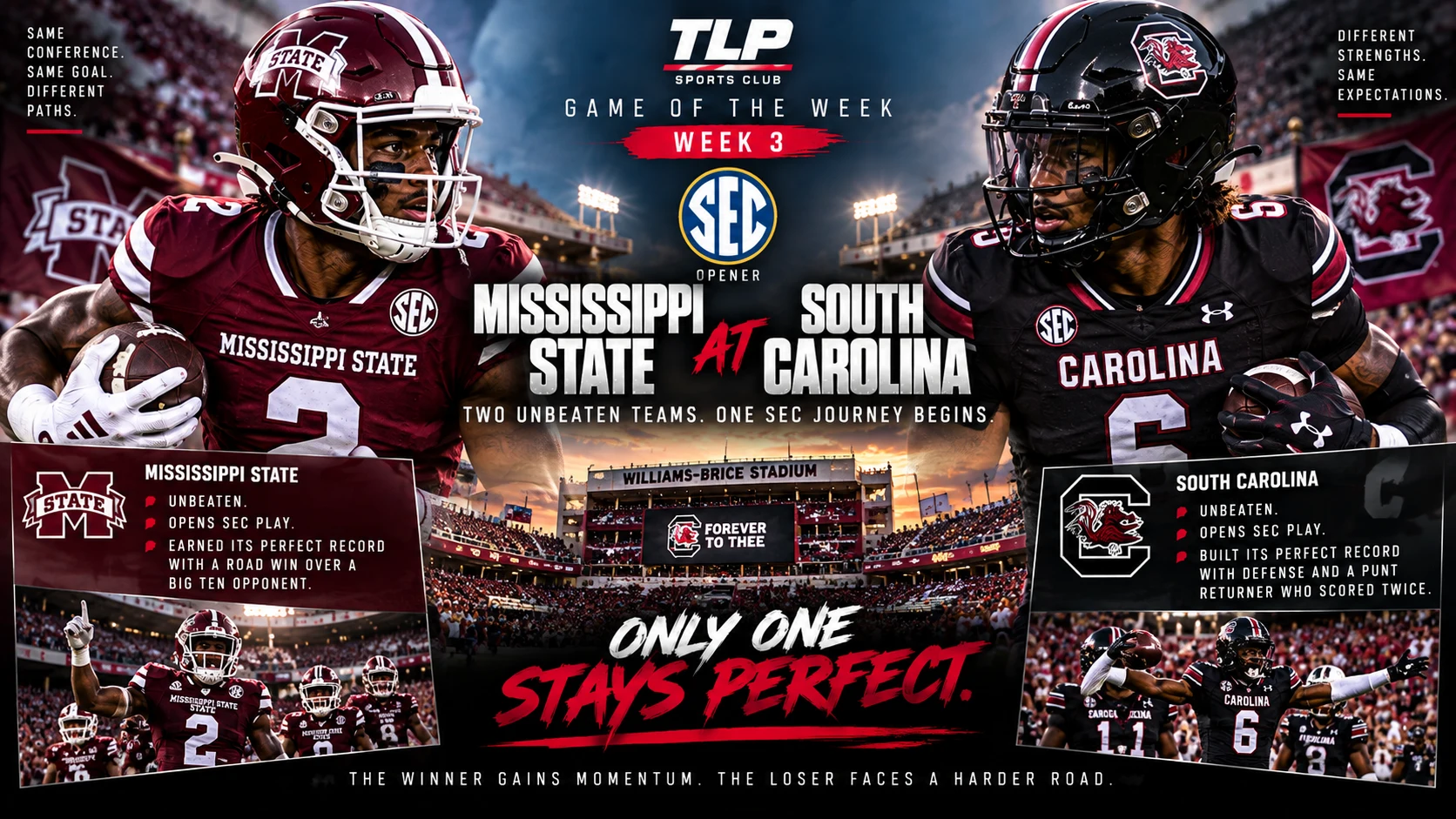 Games Of The Week, Week 3, SEC opener: Mississippi State at South Carolina — two unbeaten teams, only one stays perfect.