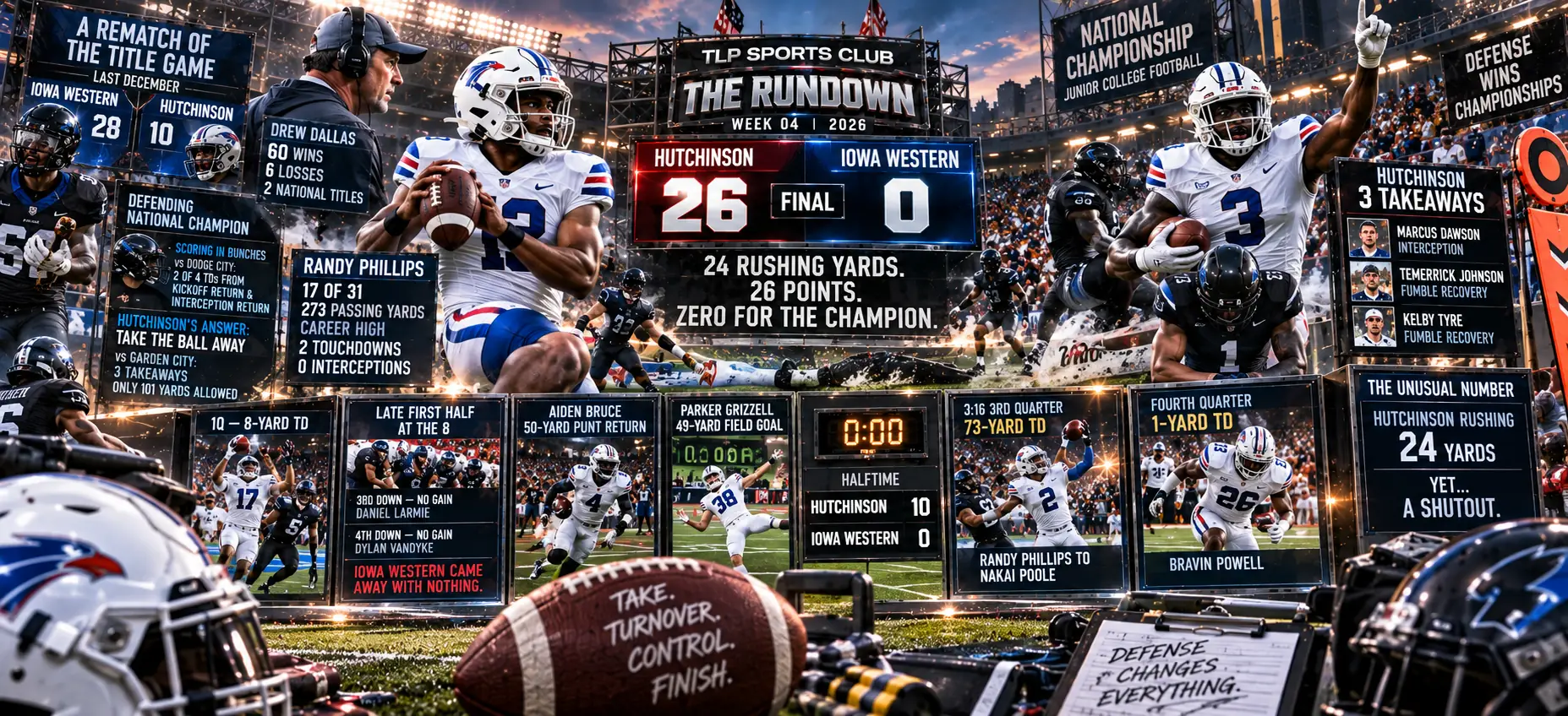 The Rundown, Week 4, JUCO: Hutchinson 26, Iowa Western 0, the first shutout loss in Iowa Western history.
