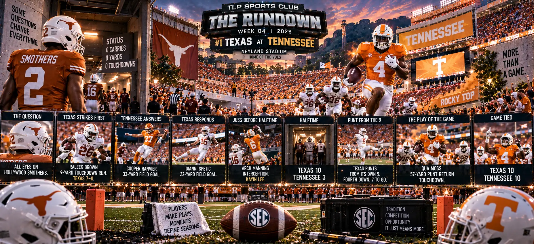 The Rundown, Week 4, Marquee Game: No. 1 Texas at Tennessee, Neyland Stadium.
