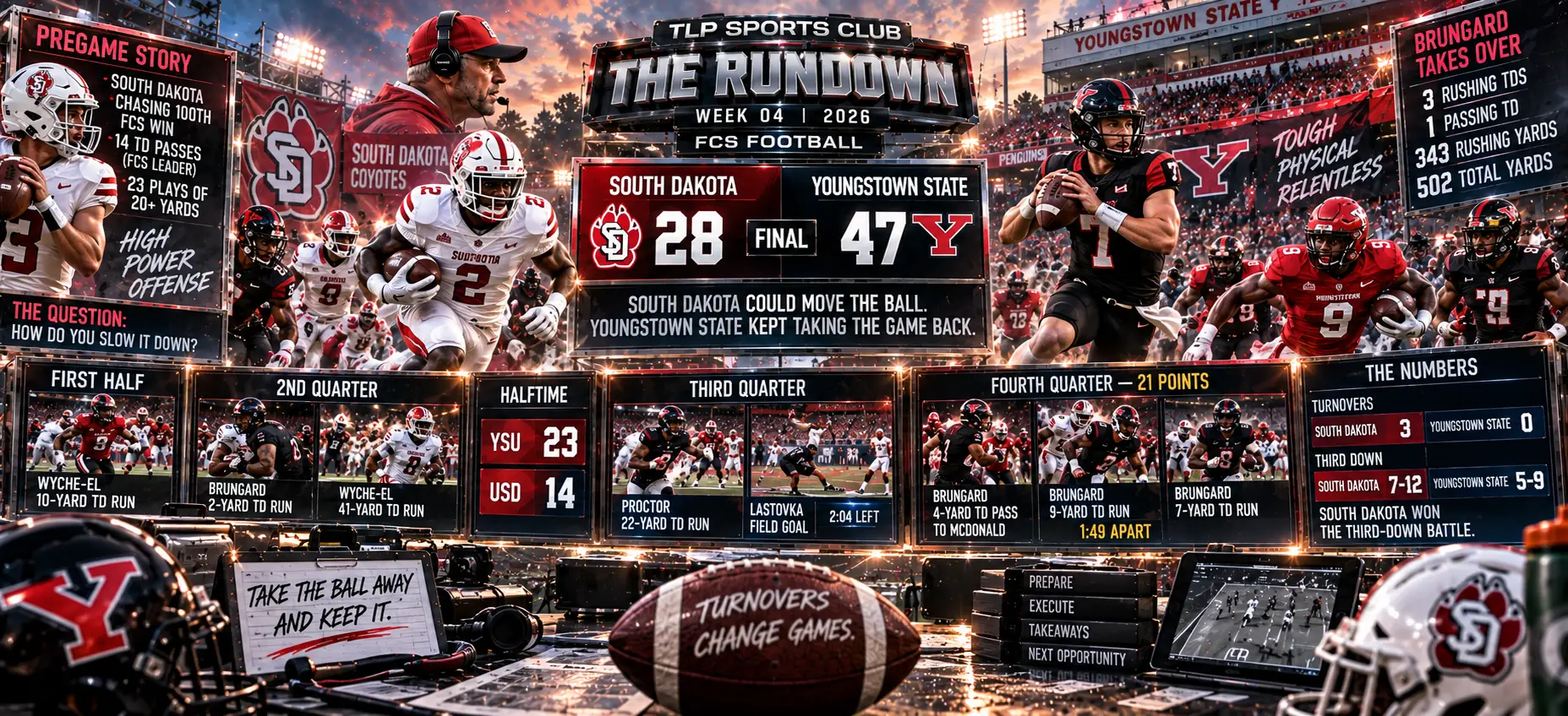 The Rundown, Week 4, FCS: Youngstown State 47, South Dakota 28, with 21 fourth-quarter points.