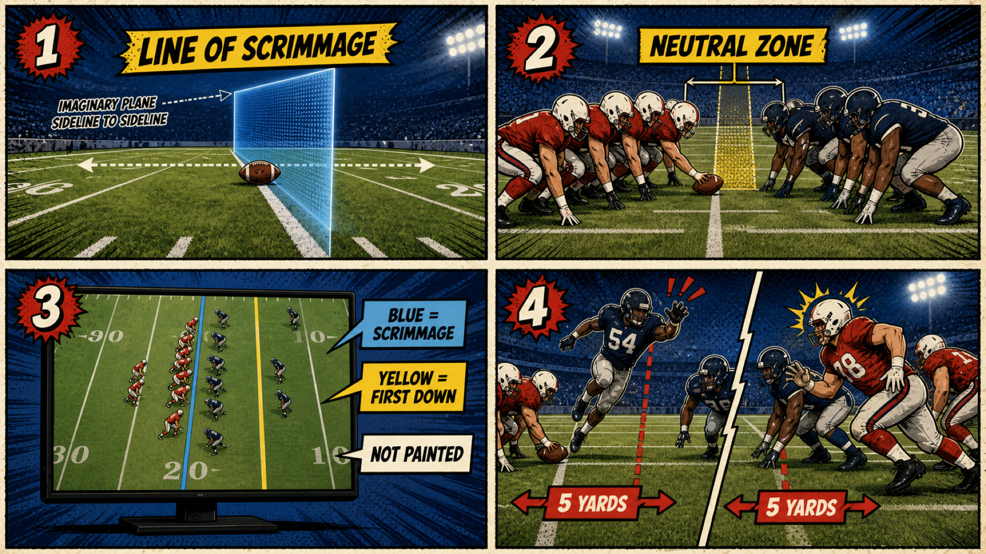 Line of scrimmage — comic panel 01